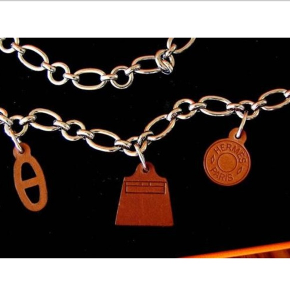 Hermes Belt Olga Charms Barenia Leather & Palladium Chain 2012 in Box - Picture 3 of 10